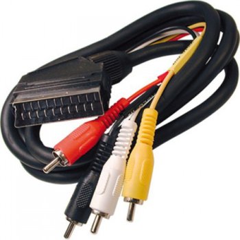 Кабел SCART(М) към 4 RCA Chinch(м), 1m, черен | JAR Computers SCART(М) към 4 RCA Chinch(м) 1m 18022