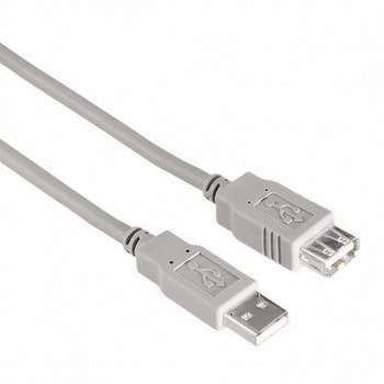Кабел Hama от USB Type-A (м) към USB Type-A (ж), 1.5m, сив | JAR Computers HAMA USB-A 200905