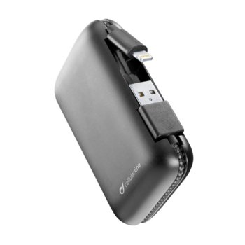 Външна батерия/power bank/ Cellular Line FreePower Cable, 5000 mAh, с Lightning(м) кабел, черна | JAR Computers Cellular Line FreePower Cable 5000 lightning