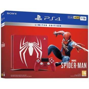 Конзола PlayStation 4 Slim в комплект с игрa Spiderman Limited edition, 1TB, червена | JAR Computers PS4 1TB SLIM + SPIDER-MAN LIMITED EDITION