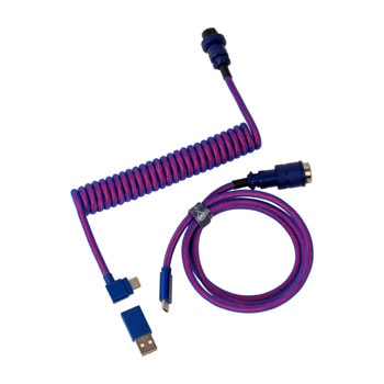 Кабел за клавиатура Keychron Premium Angled Purple Coiled Aviator Custom (Cab-3), от USB C(м) към USB C(м), 1.08м, лилав | JAR Computers Keychron Cab-3