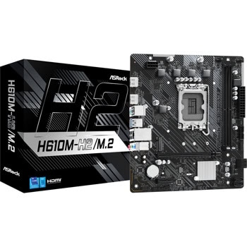 Дънна платка ASRock H610M-H2/M.2, H610, LGA1700, DDR4, PCI-E 4.0 (HDMI), 4x SATA 6Gb/s, 1x M.2 slot, 2x USB 3.2 Gen 1, microATX | JAR Computers ASRock H610M-H2/M.2