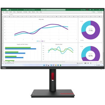 Монитор Lenovo ThinkVision T32h-30 (63D3GAT1EU), 31.5" (80.01cm) IPS панел, WQHD, 4ms, 1000:1, 350cd/m2, DisplayPort, HDMI, USB 3.2 Gen 1 Type-A, USB 3.2 Gen 1 Type-C, LAN | JAR Computers Lenovo ThinkVision T32h-30 63D3GAT1EU