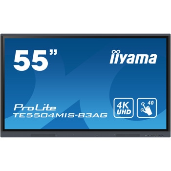 Интерактивен дисплей Iiyama TE5504MIS-B3AG, 55" (139.7 cm), 4K/UHD IPS LED тъч дисплей, HDMI, VGA, USB Hub, RS232, Bluetooth, Wi-fi, LAN image