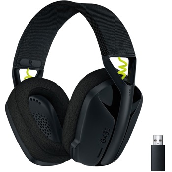 Слушалки Logitech G435 (981-001050), безжични, микрофон, USB, Bluetooth, 40mm говорители, до 18 часа време на работа, черни | JAR Computers Logitech 981-001049