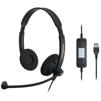 Слушалки Sennheiser IMPACT SC 60 USB ML 1000551, шумопотискащ микрофон, USB, ActiveGard, сертифицирани за Skype for Business, черни | JAR Computers Sennheiser IMPACT SC 60 USB ML 1000551