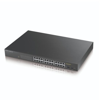 Суич ZyXEL GS1900-24HP v2, 1000 Mbps, 24 порта, 24x 10/100/1000 Mbps, 24x PoE, 2x SFP | JAR Computers ZyXEL GS190024HPV2-EU0101F