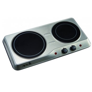 Електрически керамичен котлон Arielli AHP-6201SS, 2 нагревателни зони, механично управление, 2000 W, инокс | JAR Computers ARIELLI КЕРАМИЧЕН КОТЛОН AHP-6201SS