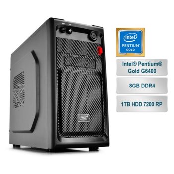 Настолен компютър PC "Small Office 5", двуядрен Coffee Lake Intel Pentium Gold G6400 4.0GHz, 8GB DDR4, 1TB HDD 7200 rp, USB 3.1, Free DOS | JAR Computers Jar Computers Small Office 5