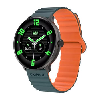 Смарт часовник Canyon Jacky SW-69, 1.3" (3.3cm) дисплей, Bluetooth, сърдечен ритъм, кислород в кръвта, IP68 защита, до 9 дни време на работа, зелен | JAR Computers Canyon Jacky SW-69 Green/Orange CNS-SW69BG