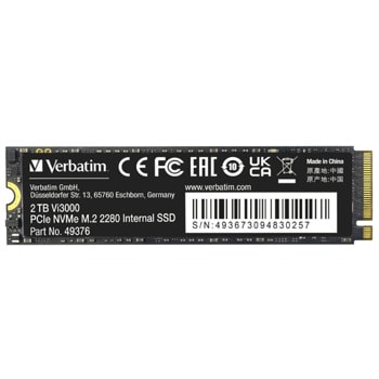 Памет SSD 2TB Verbatim Vi3000, NVMe, M.2 (2280), скорост на четене до 3300MB/s, скорост на запис до 3000MB/s | JAR Computers SSD Verbatim Vi3000 2TB NVMe
