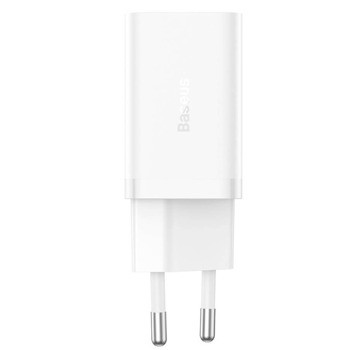 baseus gan5 pro fast dual usb-c 40w бял