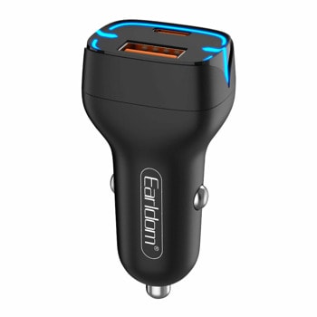 Зарядно устройство за кола Earldom ES-CC2 40246, от автомобилна запалка към 1x USB A(ж), 1x USB C(ж), 12V/1.5A, различни цветове | JAR Computers Earldom ES-CC2 40246