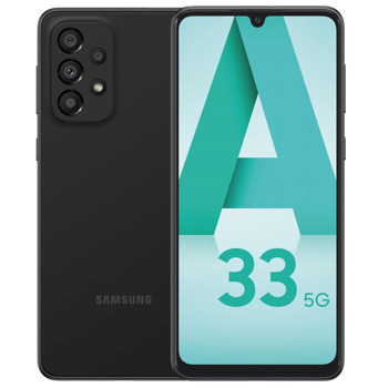Смартфон Samsung Galaxy A33 5G (черен), поддържа 2 sim карти, 6.4" (16.26 cm) Super AMOLED 90Hz дисплей, осемядрен Exynos 1280 2.4GHz, 6GB RAM, 128GB Flash памет (+microSD слот), 48.0 + 8.0 + 5.0 + 2.0 & 13.0 MPix камери, Android, 186g image
