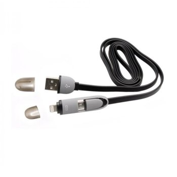 Кабел Sbox USB 2IN1W, от USB A(м) към microUSB Type B(м) и Lightning(м), 1.0м, черен | JAR Computers Sbox USB 2IN1B