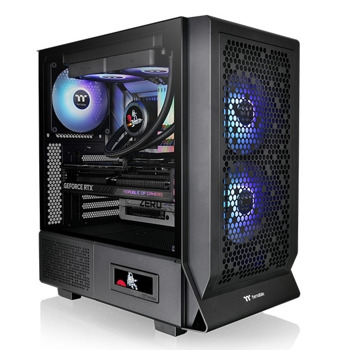 Кутия Thermaltake Ceres 330 TG ARGB, E-ATX/ATX/mATX/Mini-ITX, 1x USB 3.2 Gen 2 Type-C, 2x USB 3.0, 3x 140mm вентилатора, с прозорец, черна, без захранване | JAR Computers Thermaltake Ceres 330 TG ARGB Black CA-1Y2-00M1WN