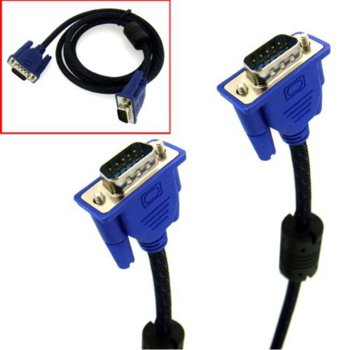 Кабел DeTech, VGA(м) към VGA(м), 1.8m, черен | JAR Computers DeTech VGA(м) към VGA(м) 1.8m 18035