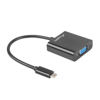 Преходник Lanberg AD-UC-VG-01, от USB Type C 3.1(м) към VGA(ж), черен | JAR Computers Lanberg AD-UC-VG-01