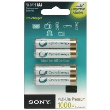 Акумулаторни батерии Sony NHAAAB4K BLUE, AAA, 1.2V, 800mAh, 4бр. | JAR Computers Sony NHAAAB4K Rechargeable 4*800 BLUE