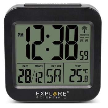 Часовник/будилник Explore Scientific RC Black, часовник, термометър, будилник, синя подсветка на екрана, черен | JAR Computers Explore Scientific RC Black LV77176