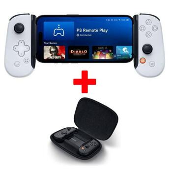 Геймпад Backbone One Lightning с подарък калъф Carrying Case (черен), PlayStation Edition, за Apple(iOS) телефони, Lightning, бял | JAR Computers Backbone One Lightning, White, PlayStation + CC-01