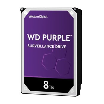 Твърд диск 8TB WD Purple Surveillance, SATA 6Gb/s, 5400rpm, 256MB кеш, 3.5" (8.89cm) | JAR Computers WD 8TB HDD Purple SATA 5400 RPM