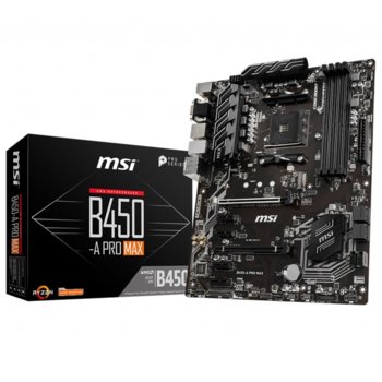 Дънна платка MSI B450-A PRO MAX, AM4, DDR4, PCI-E 3.0(VGA, DVI, HDMI)(CF),2x SATA 6Gb/s, 1x M.2 slot, 1x USB 3.1 Gen1 Type A, ATX | JAR Computers MSI B450-A PRO MAX /AM4