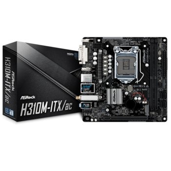 Дънна платка ASRock H310M-ITX/ac, H310, LGA1151, DDR4, PCI-E (HDMI&DP), 4 x SATA3 6.0 Gb/s, 1x M.2 Socket, 2 x USB 3.1 Gen1, WiFi 802.11ac, Bluetooth 4.2, Mini-ITX | JAR Computers ASROCK H310M-ITX/ac