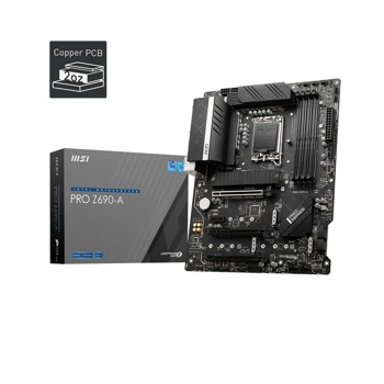 Дънна платка MSI PRO Z690-A, Z690, LGA1700, DDR5, 1x PCI-E 3.0, (DP&HDMI), (CF), 6x SATA 6Gb/s M.2, 1x USB 3.2 Gen 2x2 Type-C, ATX | JAR Computers MSI PRO Z690-A PRO Z690-A