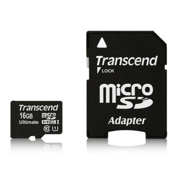 Transcend 16GB micro SDHC UHS-I adapter, Class 10