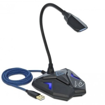 Микрофон DeLock 66330, USB, 1.5m, подсветка, бутон за заглушаване, черен image