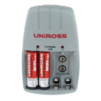 Charger +4AA 800mAh NiCd Batteries, UNIROSS