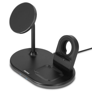 Безжично зарядно устройство Hama MagCharge (187272), от контакт към безжично зарядно, 15V 1.8A, магнитно, черно | JAR Computers HAMA MagCharge 187272