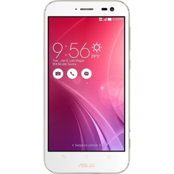 Смартфон Asus ZenFone Zoom(ZX551ML)(бял), 5.5" (13.97 cm) IPS дисплей, четири-ядрен Intel Atom Z3590 2.5GHz, 4GB LPDDR3 RAM, 64GB Flash памет(+microSD слот), 13.0 & 5.0 Mpix camera, Android, 185g image