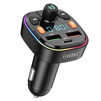 FM трансмитер Earldom ET-M70, Bluetooth 5.0, LCD дисплей, 1x USB-C, 2x USB-A, подсветка, черен | JAR Computers Earldom ET-M70 17722
