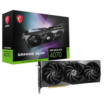 Видео карта Nvidia GF RTX 4070, 12GB, MSI Gaming Slim, PCI-E 4.0, GDDR6X, 192-bit, DisplayPort, HDMI | JAR Computers MSI GeForce RTX 4070 GAMING SLIM 12GB