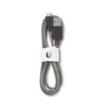Кабел Cellular Line Navy, от USB A(м) към Lightning(м), 1m, черен-бял | JAR Computers Cellular Line Navy USBDATACMFIFABRIC