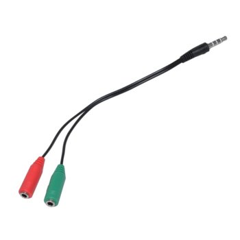 Кабел Makki CBL-SP35, от 3.5mm 4 pin Stereo Jack(м) към 2 x 3.5mm Stereo Jack(ж), 0.2 m, черен | JAR Computers Makki MAKKI-CBL-SP35