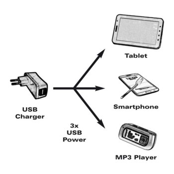 Roline USB2.0 A (м) към 3xMicro B (м) 0,8 mm