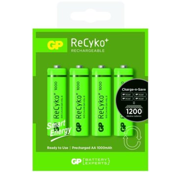 Акумулаторна батерия GP Batteries R6 AA, RECYKO Pro, 1000mAh, 1.2V, NiMH, 4бр. | JAR Computers GP-BR-R6-1000-SMART-4PK