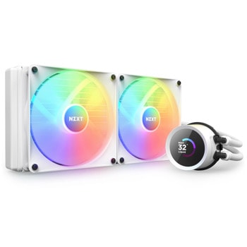 Водно охлаждане за процесор NZXT Kraken 280 RGB White, съвместимост със сокети Intel LGA1700/1200/115X & AMD AM5/AM4/sTRX4/TR4 | JAR Computers Охлаждане NZXT Kraken 280 RGB White