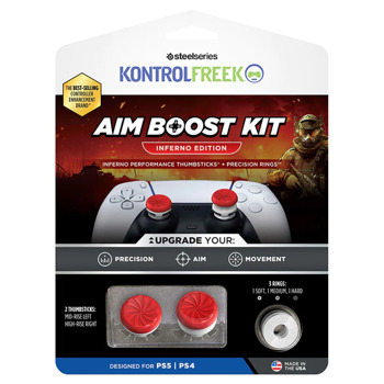 Сменяеми бутончета и пръстени Thumb Grips and rings KontrolFreek Aim Boost Kit Inferno Edition (6152-PS5), за PS4/PS5, за Dual Shock/DualSense, червени | JAR Computers KontrolFreek Aim Boost Kit Inferno Edition 6152-PS