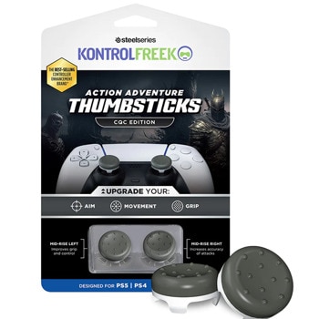 Сменяеми бутончета Thumb Grips KontrolFreek Action Adventure Thumbsticks CQC Grey (7150-PS5), за PS4/PS5, за Dual Shock/DualSense, сиви | JAR Computers KontroFreek Action Adventure Thumbsticks CQC Grey