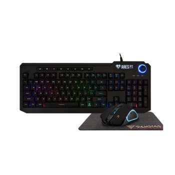 Комплект клавиатура, мишка и пад Gamdias ARES P2 3-IN-1 COMBO, подсветка, оптична мишка (3600 dpi), USB, черни image