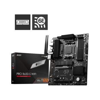Дънна платка MSI Pro B650-S WIFI, B650, AM5, DDR5, PCI-E 4.0, (DP&HDMI), 4x SATA 6Gb/s, 2x M.2, 4x USB 3.0, Wi-Fi 6E, 2.5GbE LAN, ATX | JAR Computers Дънна платка MSI Pro B650-S WIFI