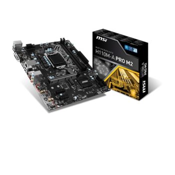 Дънна платка MSI H110M-A PRO M2, H110, LGA1151, DDR4, PCI-E(HDMI,DVI), 4x SATA 6Gb/s, 1x M.2 Socket, 4x USB 3.1, 6x USB 2.0, microATX | JAR Computers MSI H110M-A PRO M2
