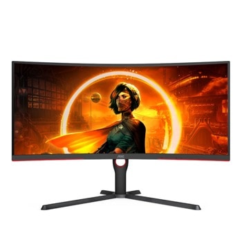 Монитор AOC CU34G3S/BK, 34" (86.36 cm) VA панел, 165Hz, WQHD, 4ms, 80M:1, 300 cd/m2, DisplayPort, HDMI, USB | JAR Computers AOC CU34G3S/BK