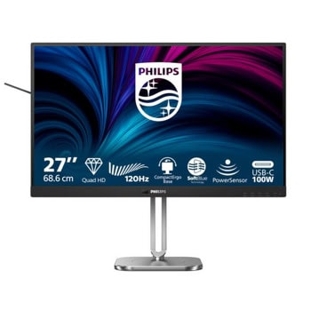 Монитор Philips 27B2U4601/00, 27" (68.58cm) IPS панел, 120Hz, QHD, 4ms, 50 000 000:1, 350cd/m2, DisplayPort, HDMI, USB, USB-C, LAN | JAR Computers Philips 27B2U4601/00