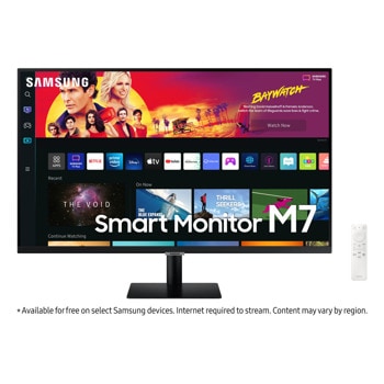 Монитор Samsung Smart Monitor M7 (LS32BM700UUXEN), 32" (81.28 cm) VA панел, 60Hz, UHD, 4ms (GTG), 3.000:1, 300 cd/m2, HDMI, USB-C, WiFi, Bluetooth, черен image