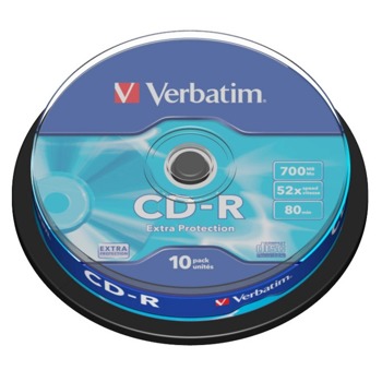 Оптичен носител CD-R 700MB, Verbatim 43437, 52x, 10бр image